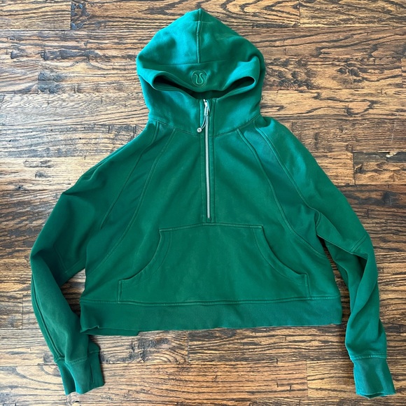 Lululemon EverGlade Green 1/2 Zip Scuba Hoodie - Picture 1 of 5